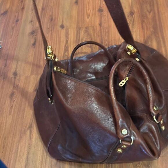 Marino Orlandi Italian brown leather travel bag continental large - Picture 6 of 7